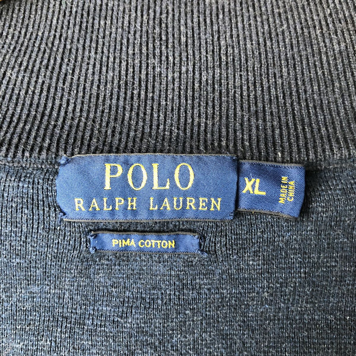 Ralph Lauren POLO RALPH LAUREN full-zip sweatshirt, men's size XL Pima Cotton navy blue type Vintage Second Hand