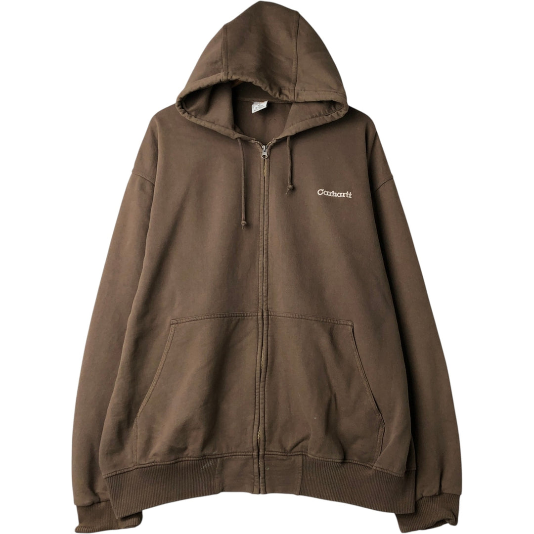 Carhartt Sweat Full Zip Hoodie Men's XL cotton brown type Vintage Second Hand