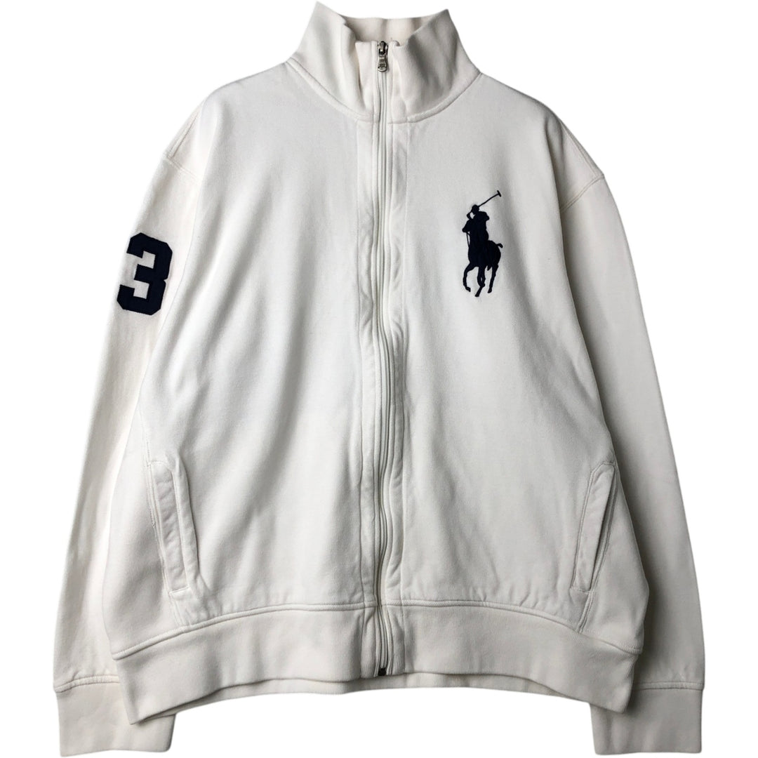 Ralph Lauren POLO by Ralph Lauren Big Pony Full-Zip Sweatshirt (Men's XXL equivalent) cotton white type Vintage Second Hand