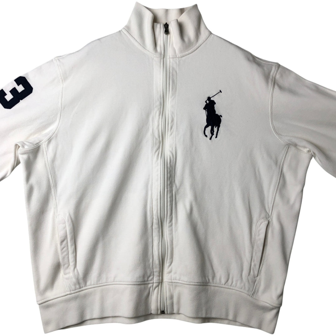 Ralph Lauren POLO by Ralph Lauren Big Pony Full-Zip Sweatshirt (Men's XXL equivalent) cotton white type Vintage Second Hand