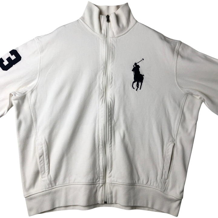 Ralph Lauren POLO by Ralph Lauren Big Pony Full-Zip Sweatshirt (Men's XXL equivalent) cotton white type Vintage Second Hand