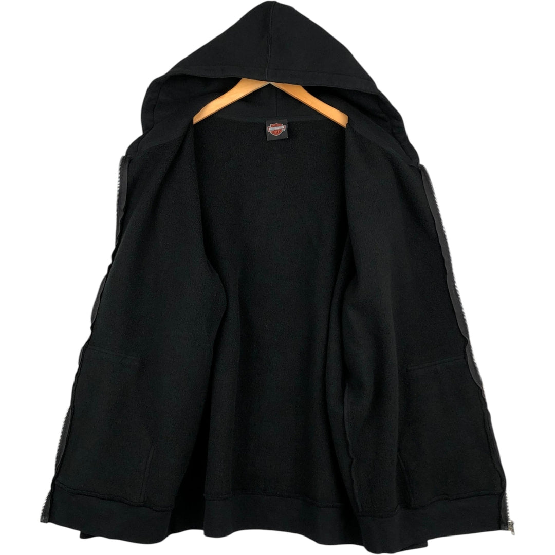 Harley-Davidson Eagle Pattern Sweatshirt Full-Zip Hoodie, Men's XXL (approx.) cotton black type Vintage Second Hand
