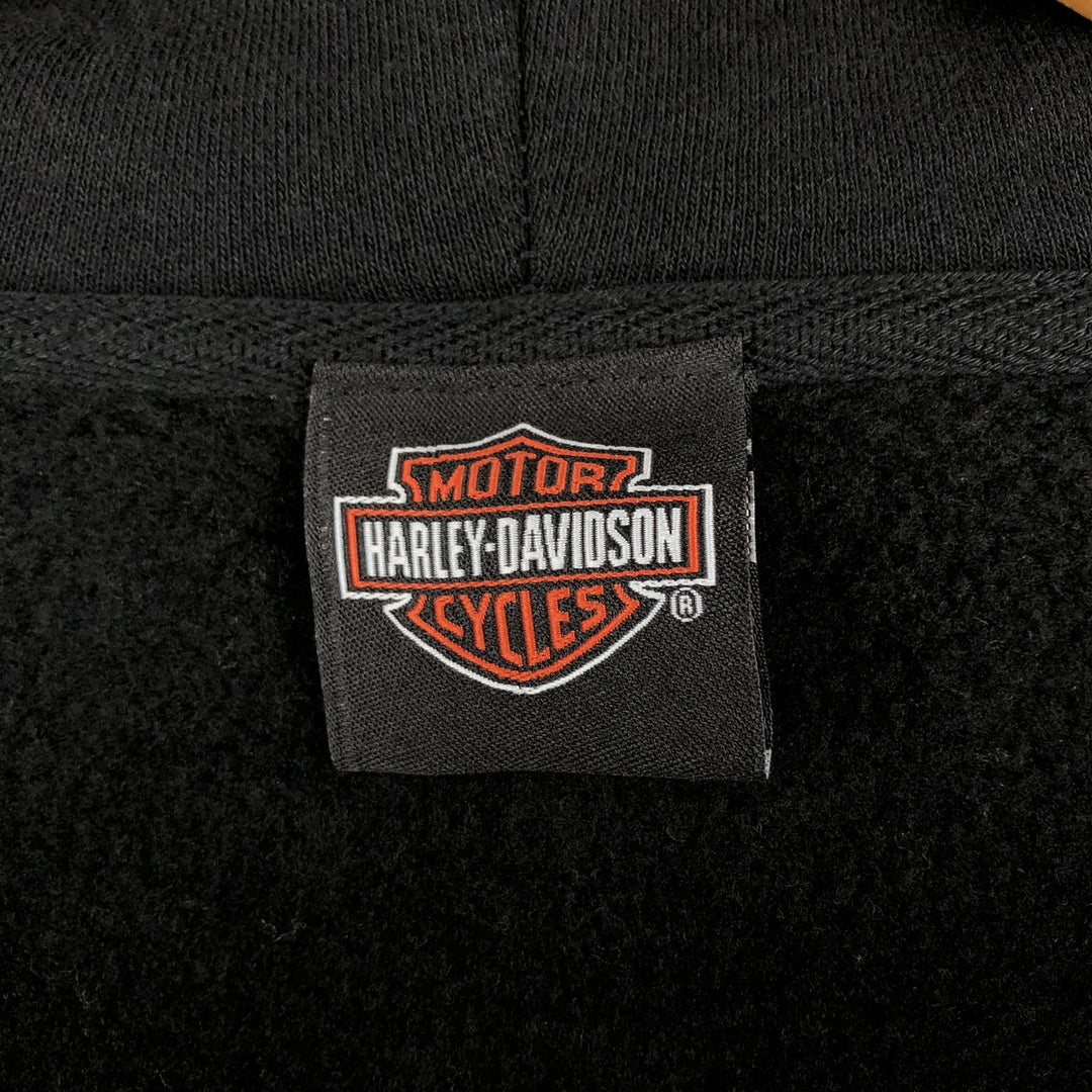 Harley-Davidson Eagle Pattern Sweatshirt Full-Zip Hoodie, Men's XXL (approx.) cotton black type Vintage Second Hand