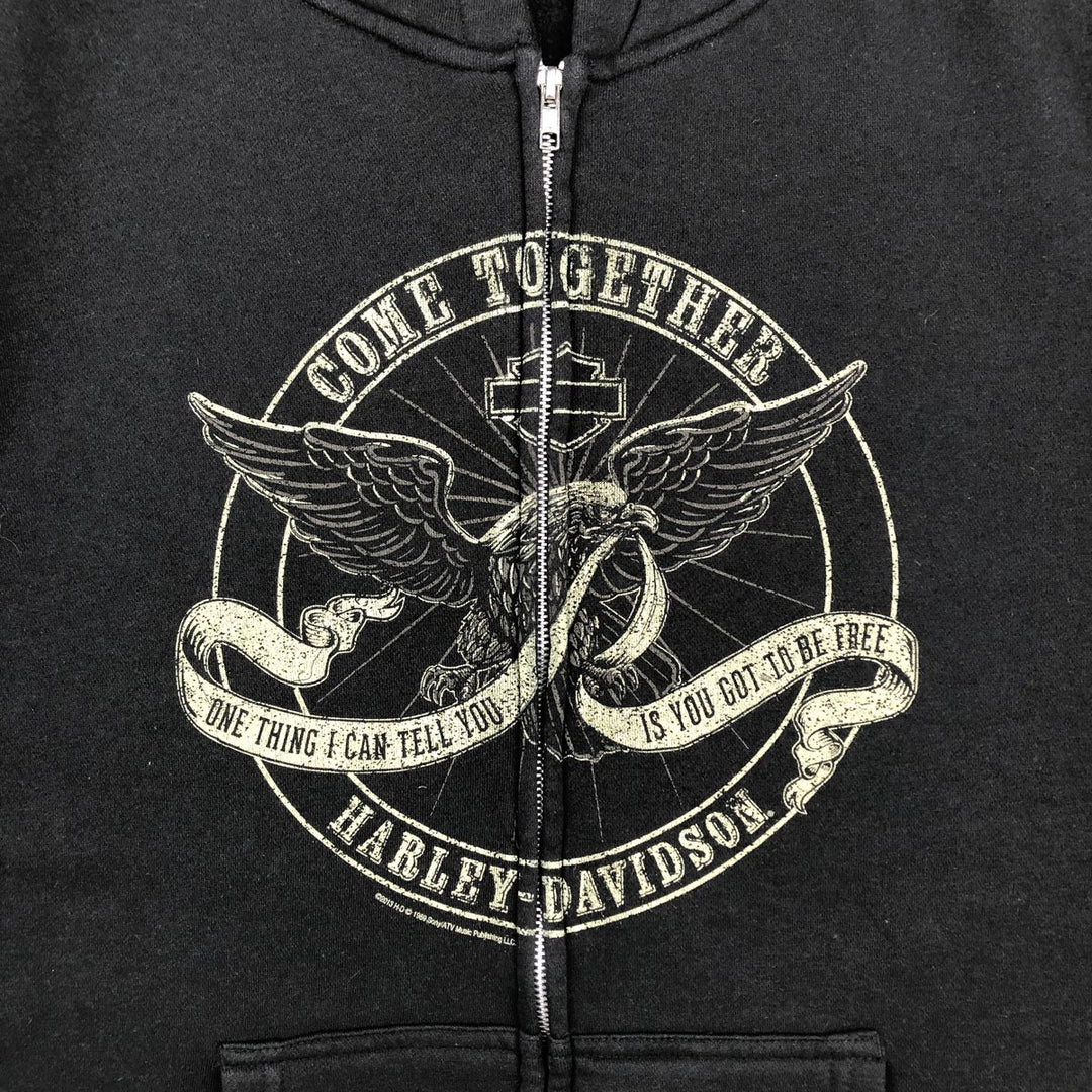 Harley-Davidson Eagle Pattern Sweatshirt Full-Zip Hoodie, Men's XXL (approx.) cotton black type Vintage Second Hand