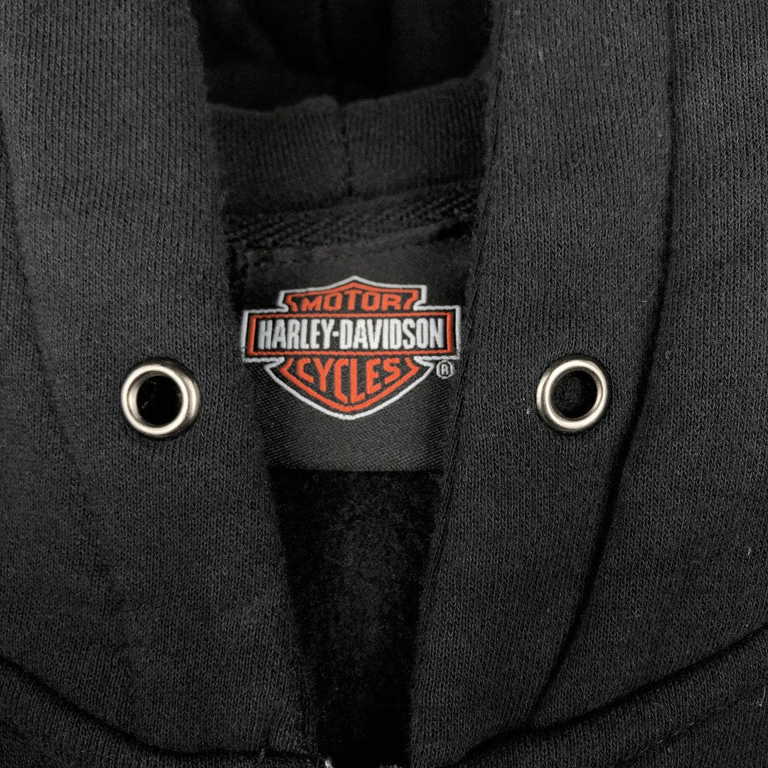 Harley-Davidson Eagle Pattern Sweatshirt Full-Zip Hoodie, Men's XXL (approx.) cotton black type Vintage Second Hand