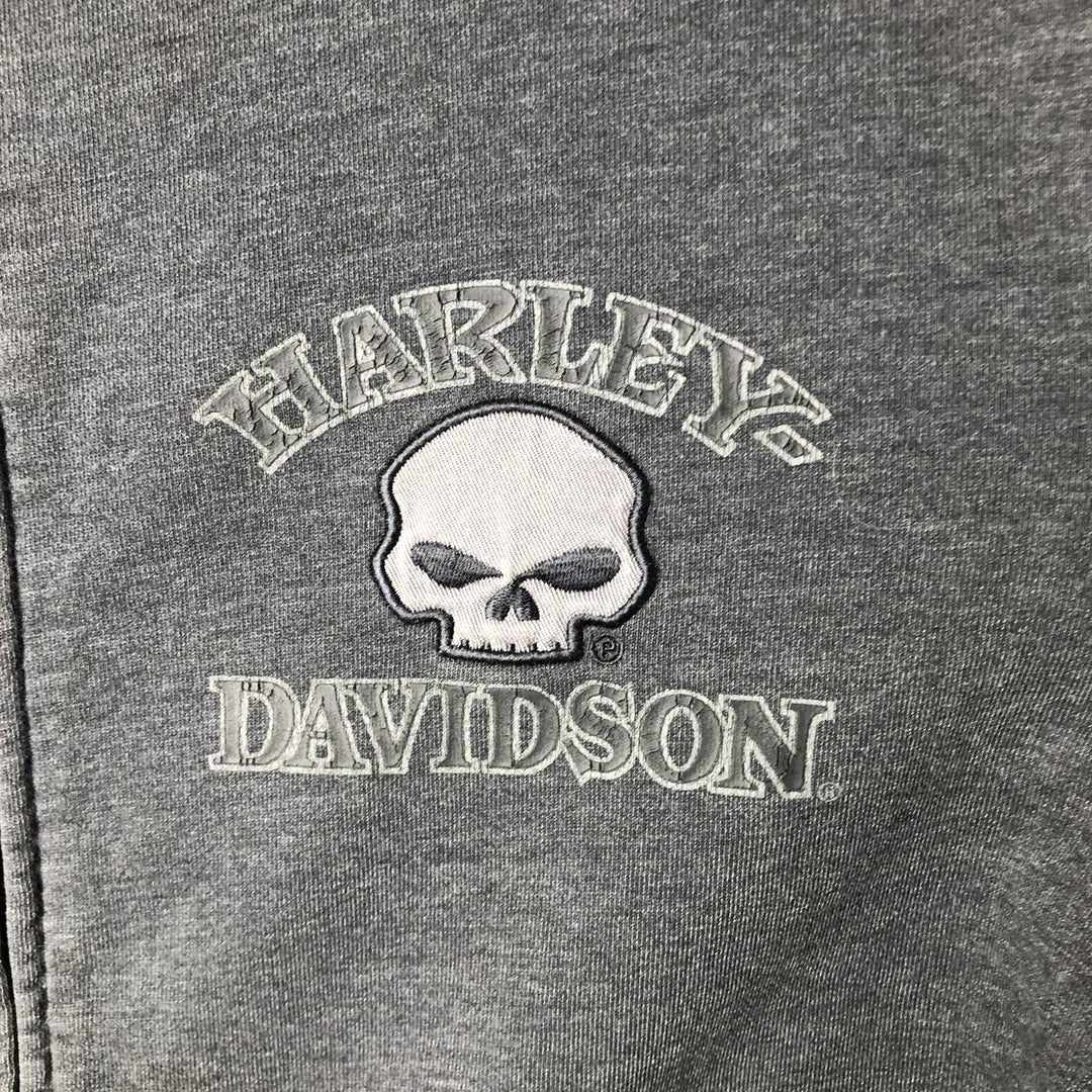 Harley-Davidson Skull Pattern Sweat Full-Zip Hoodie (Men's Size S) cotton gray type Vintage Second Hand