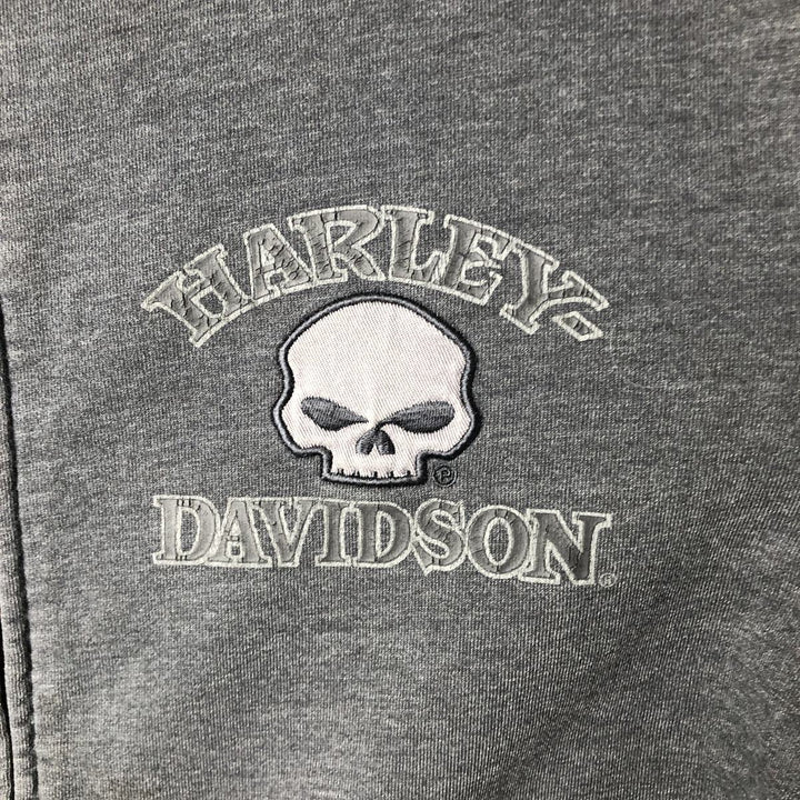Harley-Davidson Skull Pattern Sweat Full-Zip Hoodie (Men's Size S) cotton gray type Vintage Second Hand