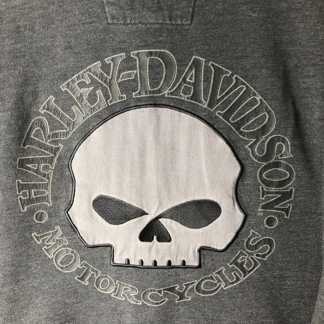 Harley-Davidson Skull Pattern Sweat Full-Zip Hoodie (Men's Size S) cotton gray type Vintage Second Hand
