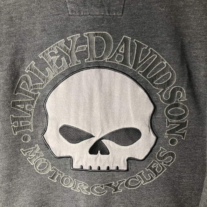 Harley-Davidson Skull Pattern Sweat Full-Zip Hoodie (Men's Size S) cotton gray type Vintage Second Hand