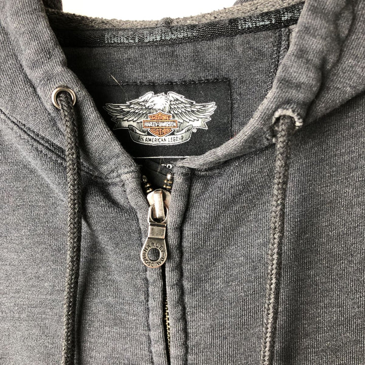 Harley-Davidson Skull Pattern Sweat Full-Zip Hoodie (Men's Size S) cotton gray type Vintage Second Hand