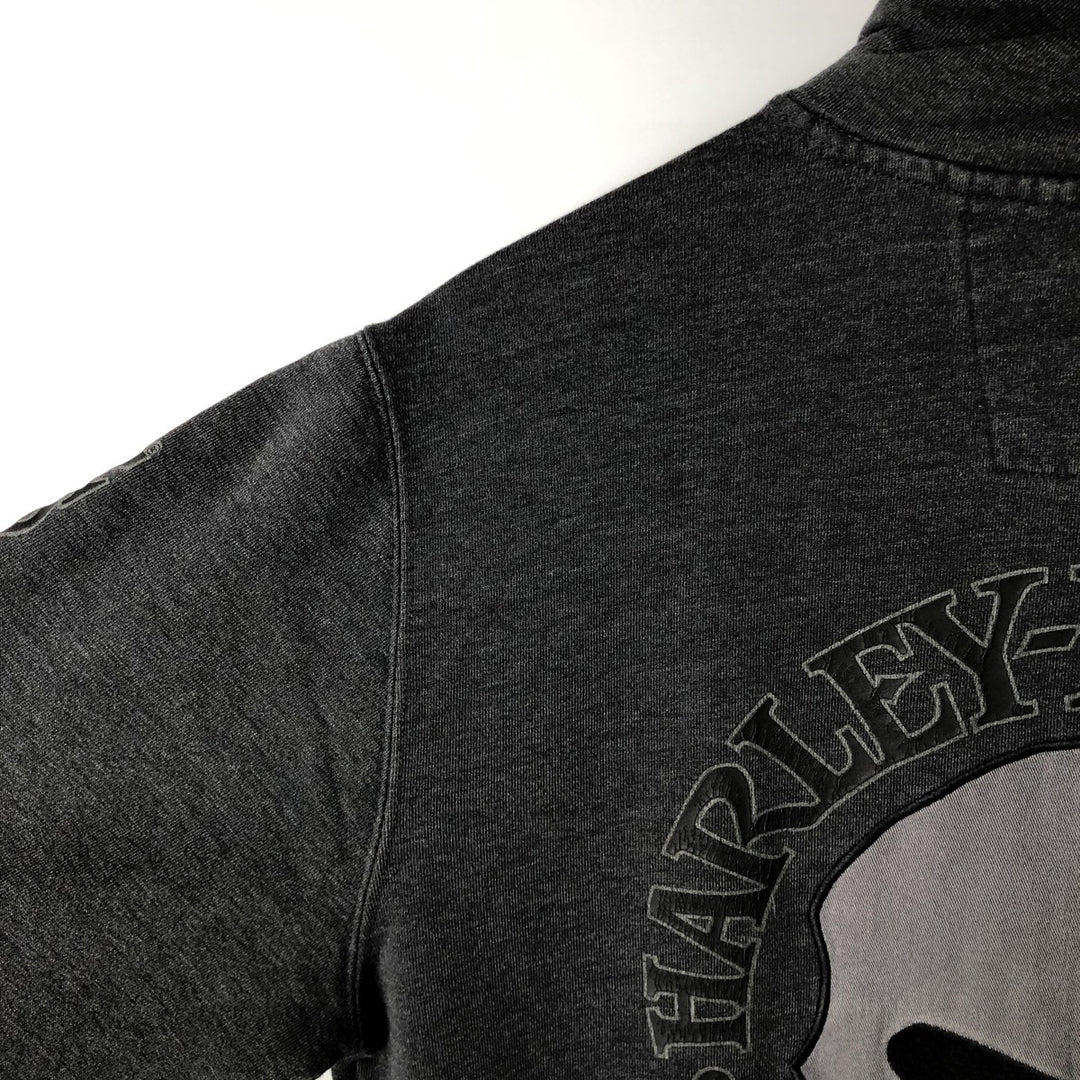 Harley-Davidson Skull Pattern Sweat Full-Zip Hoodie (Men's Size S) cotton gray type Vintage Second Hand