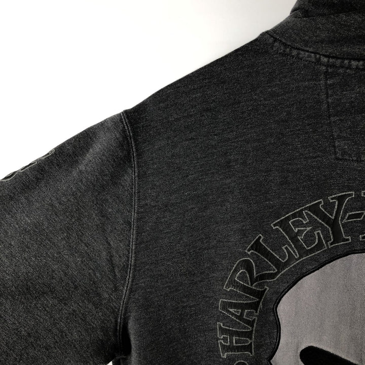 Harley-Davidson Skull Pattern Sweat Full-Zip Hoodie (Men's Size S) cotton gray type Vintage Second Hand