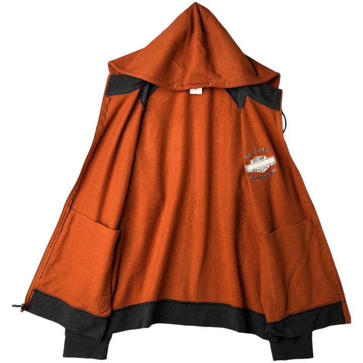 Harley-Davidson Sweat Full Zip Hoodie Men's L size cotton orange type Vintage Second Hand