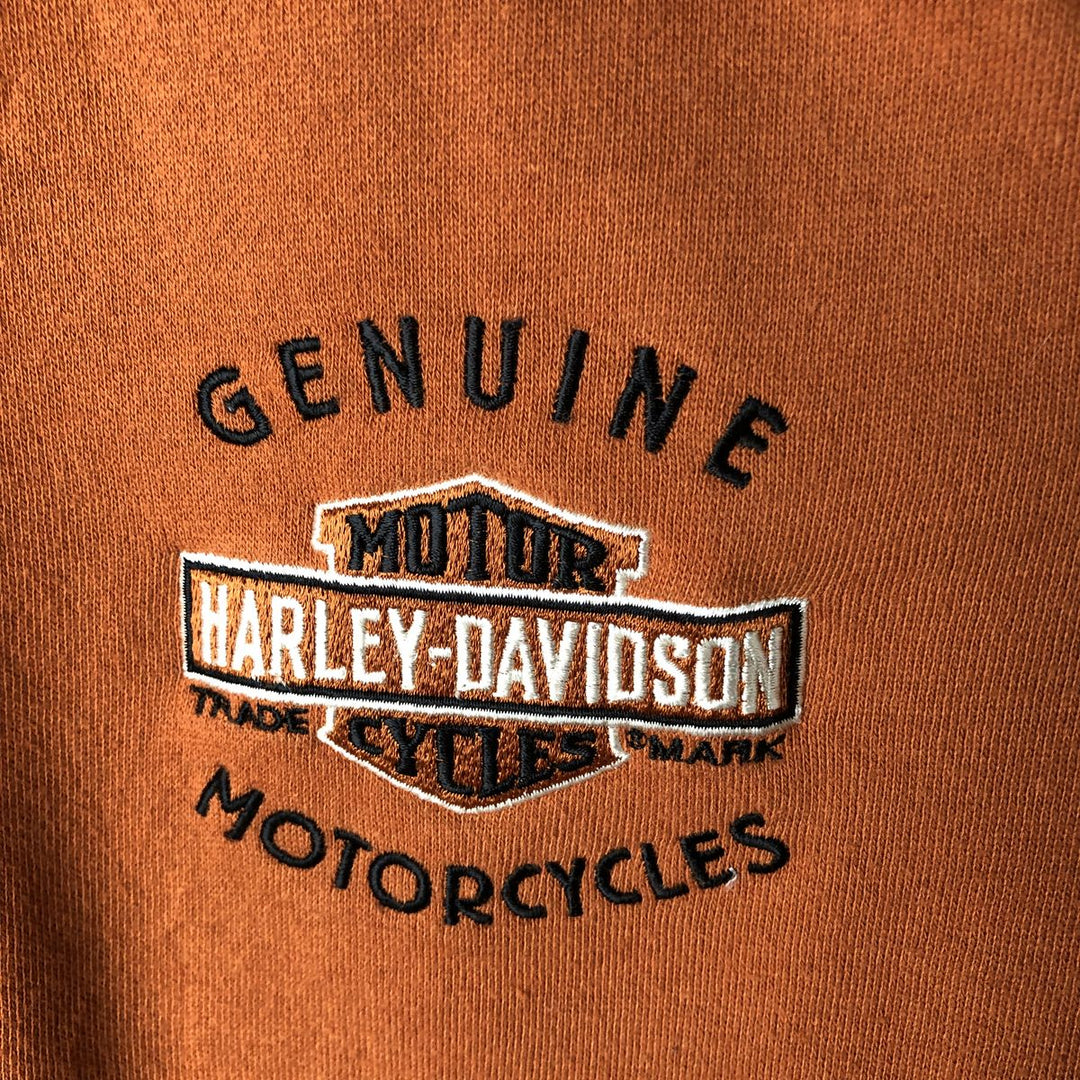 Harley-Davidson Sweat Full Zip Hoodie Men's L size cotton orange type Vintage Second Hand