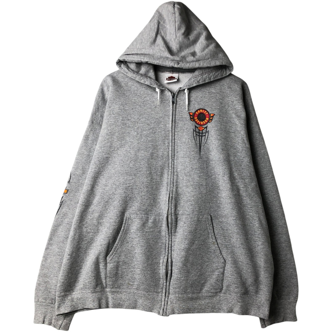 2000'S Harley-Davidson Sweatshirt Full-Zip Hoodie, Men's Size XXL (approx.) unclear gray type Vintage Second Hand