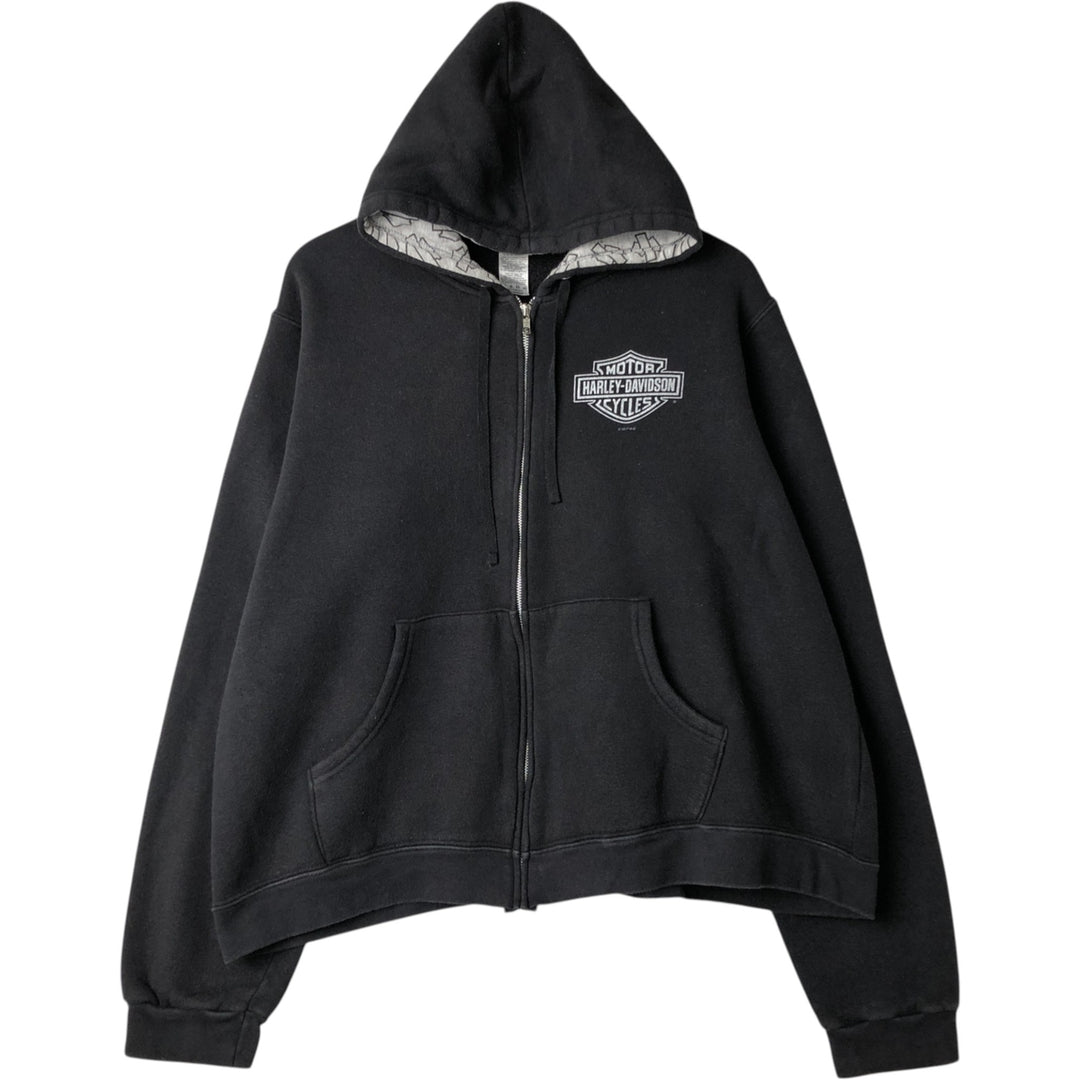 Harley-Davidson Sweat Full-Zip Hoodie, Men's Size XXXL (approx.) cotton black type Vintage Second Hand