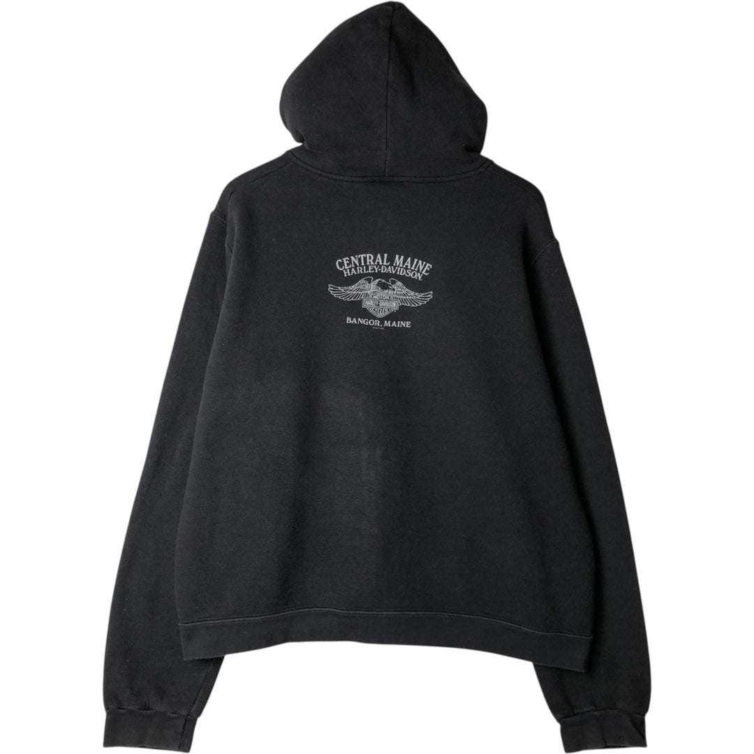 Harley-Davidson Sweat Full-Zip Hoodie, Men's Size XXXL (approx.) cotton black type Vintage Second Hand