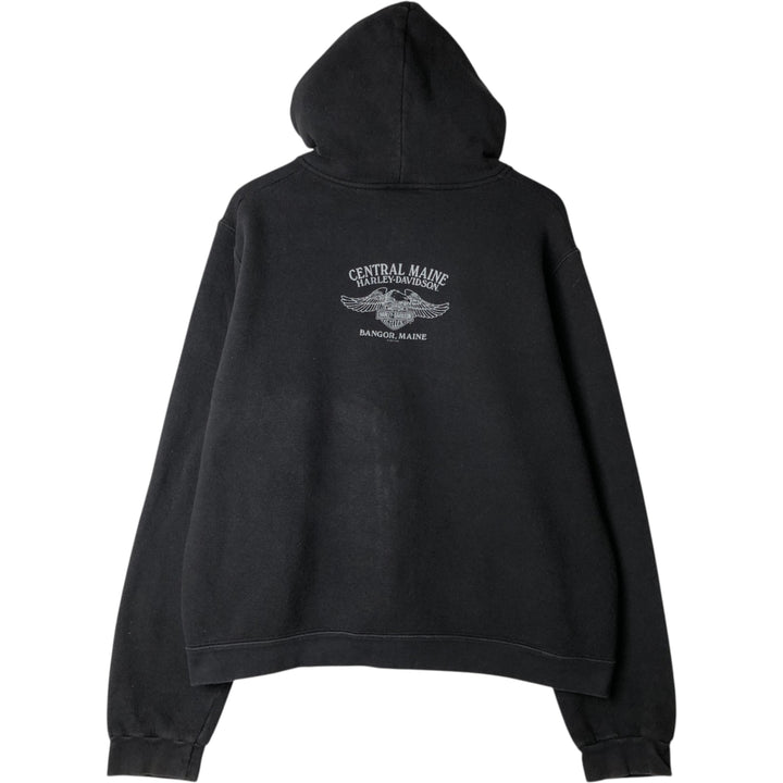 Harley-Davidson Sweat Full-Zip Hoodie, Men's Size XXXL (approx.) cotton black type Vintage Second Hand