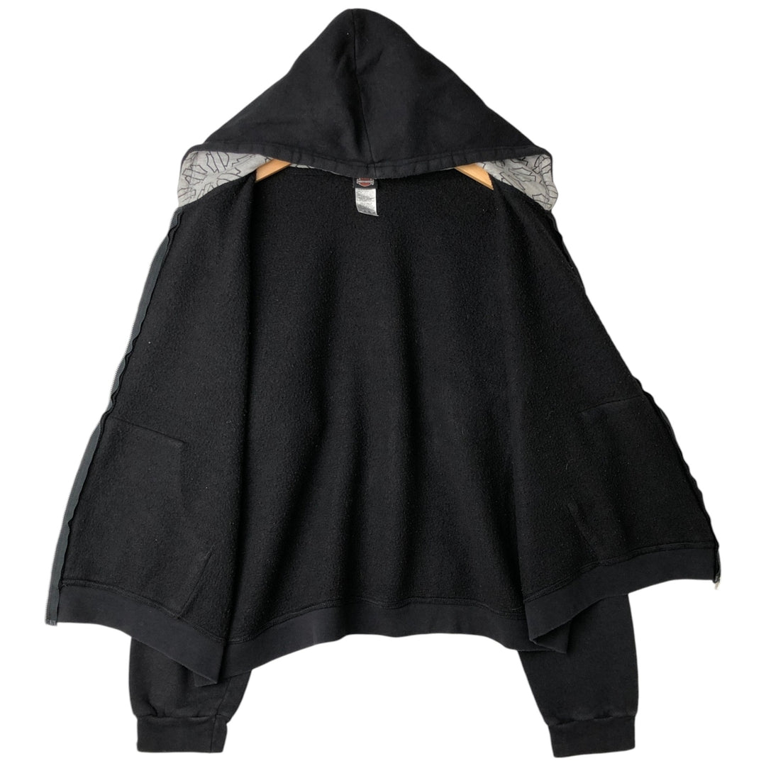Harley-Davidson Sweat Full-Zip Hoodie, Men's Size XXXL (approx.) cotton black type Vintage Second Hand