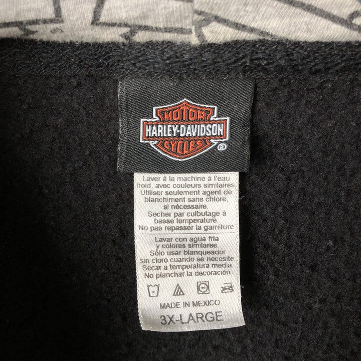 Harley-Davidson Sweat Full-Zip Hoodie, Men's Size XXXL (approx.) cotton black type Vintage Second Hand