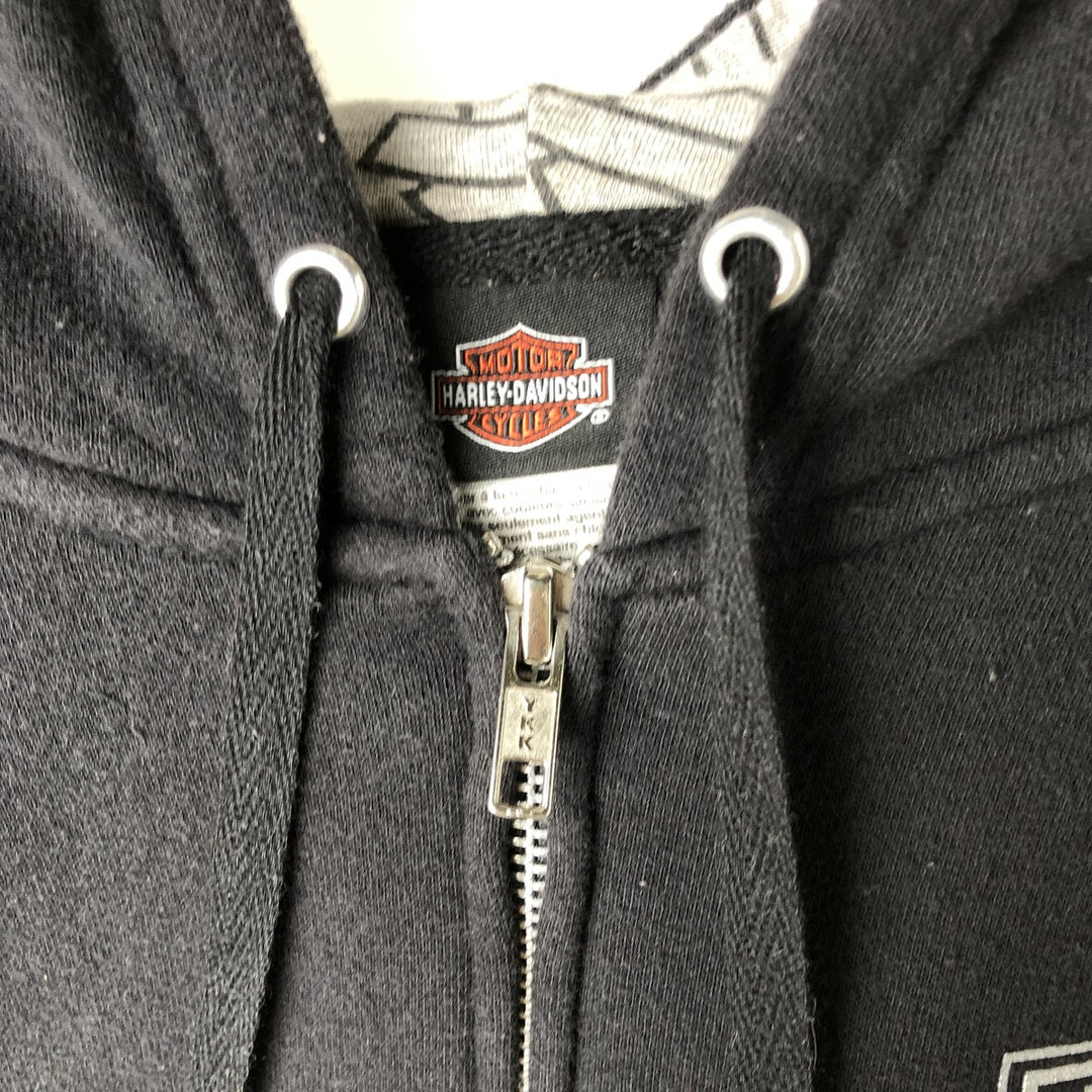 Harley-Davidson Sweat Full-Zip Hoodie, Men's Size XXXL (approx.) cotton black type Vintage Second Hand