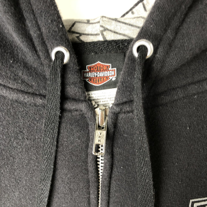 Harley-Davidson Sweat Full-Zip Hoodie, Men's Size XXXL (approx.) cotton black type Vintage Second Hand