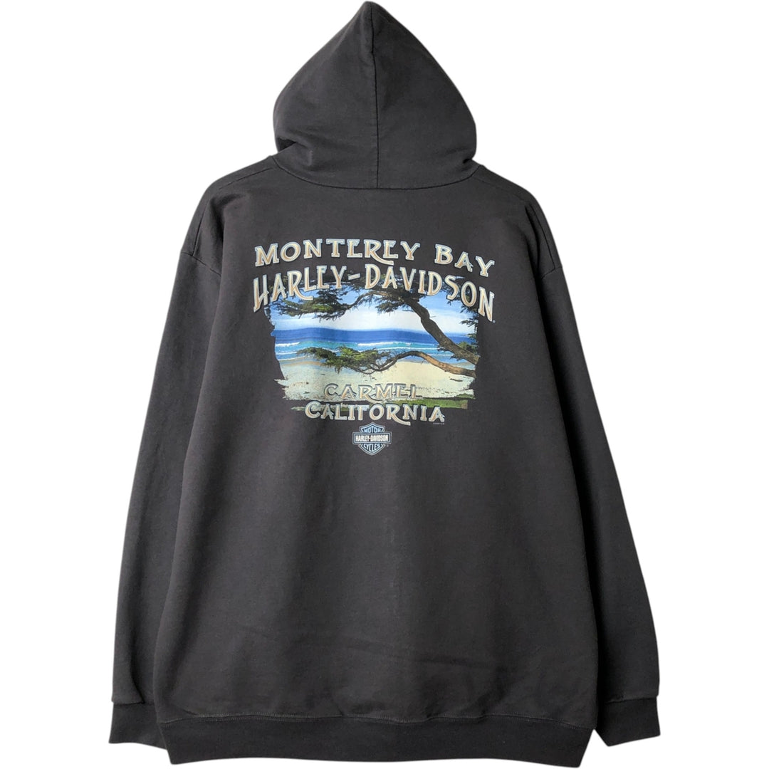 Harley-Davidson Eagle Pattern Full-Zip Sweatshirt (Men's Size XL) cotton black type Vintage Second Hand