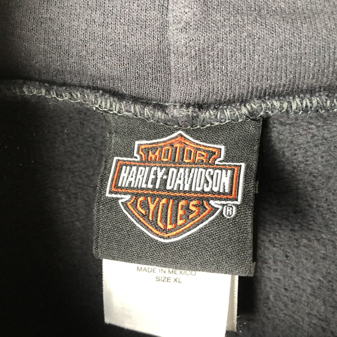 Harley-Davidson Eagle Pattern Full-Zip Sweatshirt (Men's Size XL) cotton black type Vintage Second Hand