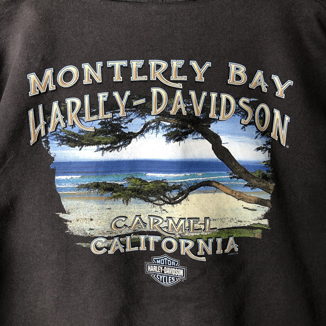 Harley-Davidson Eagle Pattern Full-Zip Sweatshirt (Men's Size XL) cotton black type Vintage Second Hand