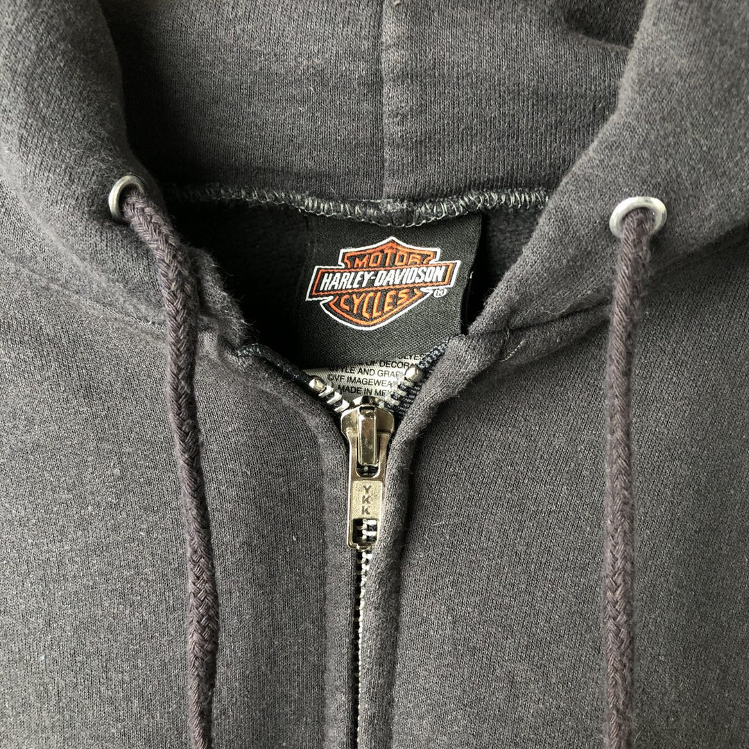 Harley-Davidson Eagle Pattern Full-Zip Sweatshirt (Men's Size XL) cotton black type Vintage Second Hand