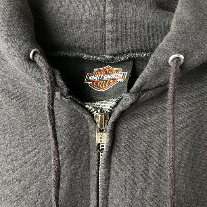 Harley-Davidson Eagle Pattern Full-Zip Sweatshirt (Men's Size XL) cotton black type Vintage Second Hand