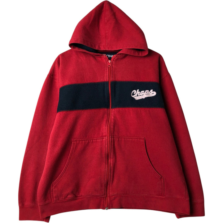 Ralph Lauren CHAPS full-zip sweatshirt hoodie, men's size L cotton red type Vintage Second Hand