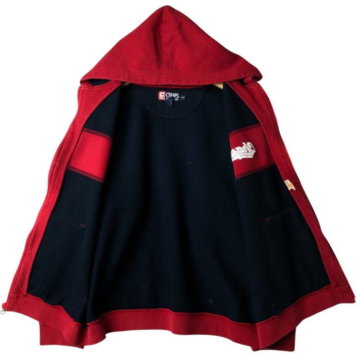 Ralph Lauren CHAPS full-zip sweatshirt hoodie, men's size L cotton red type Vintage Second Hand