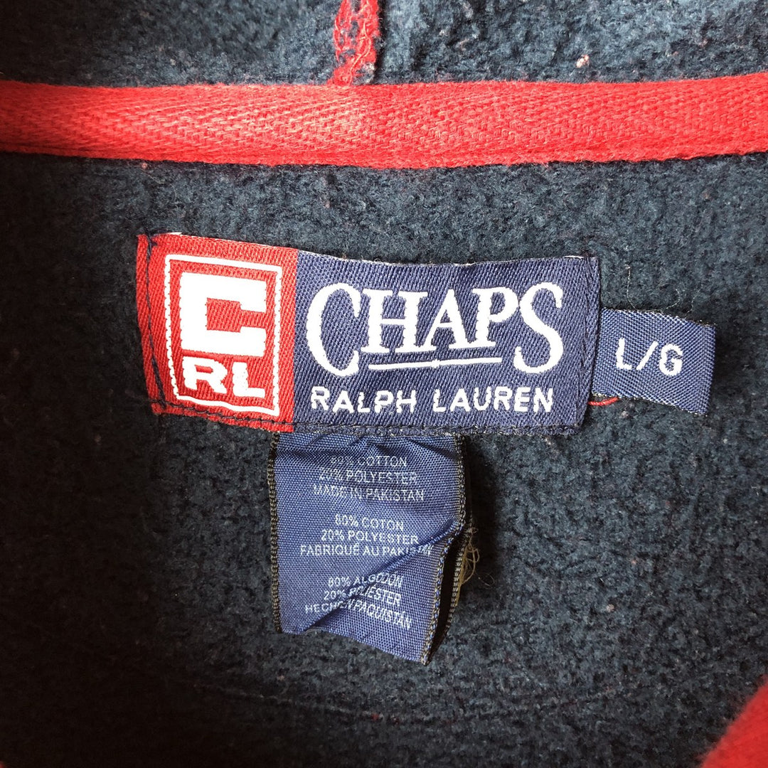 Ralph Lauren CHAPS full-zip sweatshirt hoodie, men's size L cotton red type Vintage Second Hand