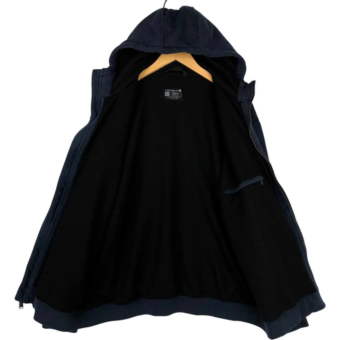 Carhartt Loose Fit Sweat Full Zip Hoodie, Men's L size cotton navy blue type Vintage Second Hand