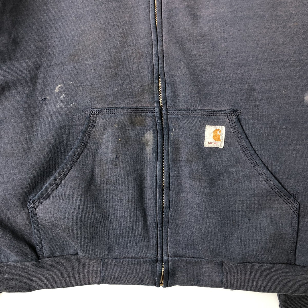 Carhartt Sweat Full Zip Hoodie Men's XL cotton navy blue type Vintage Second Hand