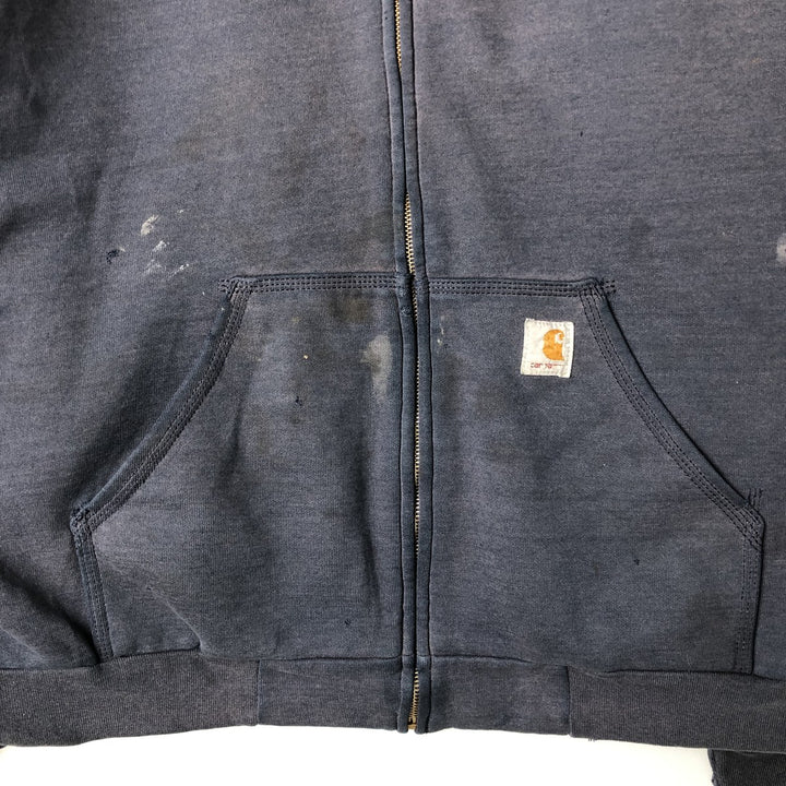 Carhartt Sweat Full Zip Hoodie Men's XL cotton navy blue type Vintage Second Hand