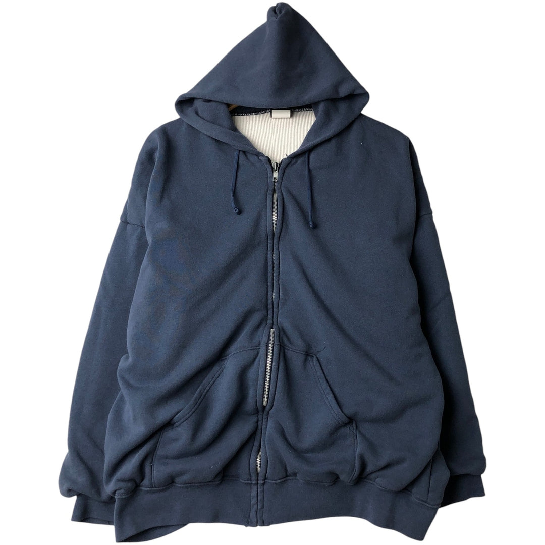 Big size 90'S ACE SPORTSWEAR sweatshirt full-zip hoodie, made in USA, men's equivalent to XXXL, vintage. polyester navy blue type Vintage Second Hand
