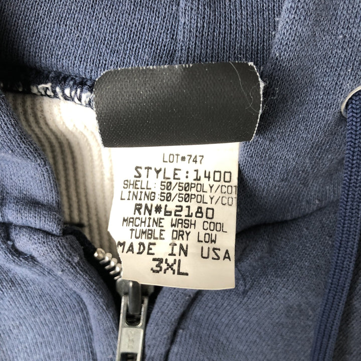 Big size 90'S ACE SPORTSWEAR sweatshirt full-zip hoodie, made in USA, men's equivalent to XXXL, vintage. polyester navy blue type Vintage Second Hand