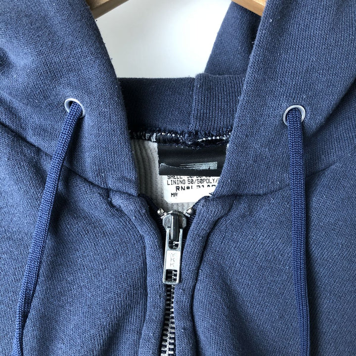 Big size 90'S ACE SPORTSWEAR sweatshirt full-zip hoodie, made in USA, men's equivalent to XXXL, vintage. polyester navy blue type Vintage Second Hand