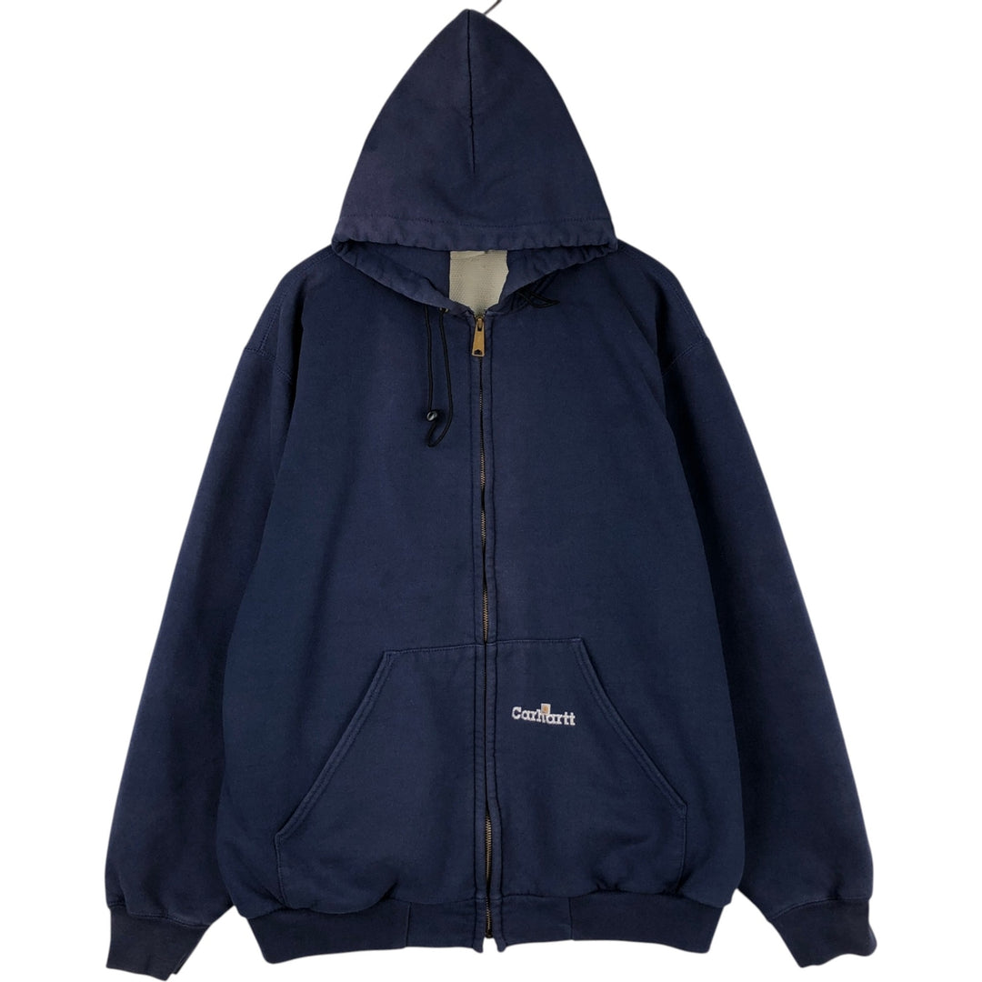 2000'S Carhartt K129 Sweat Full-Zip Hoodie, Men's Size XL (approx.) cotton navy blue type Vintage Second Hand