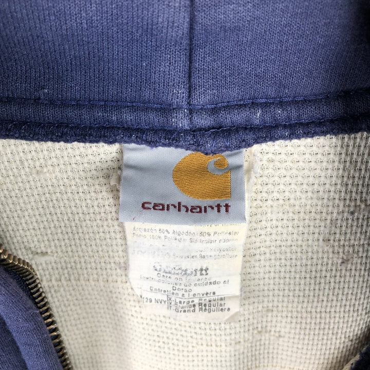 2000'S Carhartt K129 Sweat Full-Zip Hoodie, Men's Size XL (approx.) cotton navy blue type Vintage Second Hand