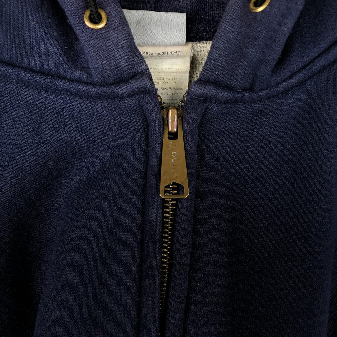 2000'S Carhartt K129 Sweat Full-Zip Hoodie, Men's Size XL (approx.) cotton navy blue type Vintage Second Hand