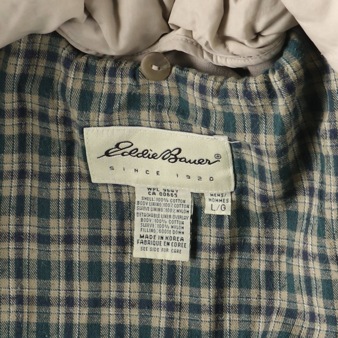 00'S Eddie Bauer goose down jacket, men's size L cotton Beige type Vintage Second Hand