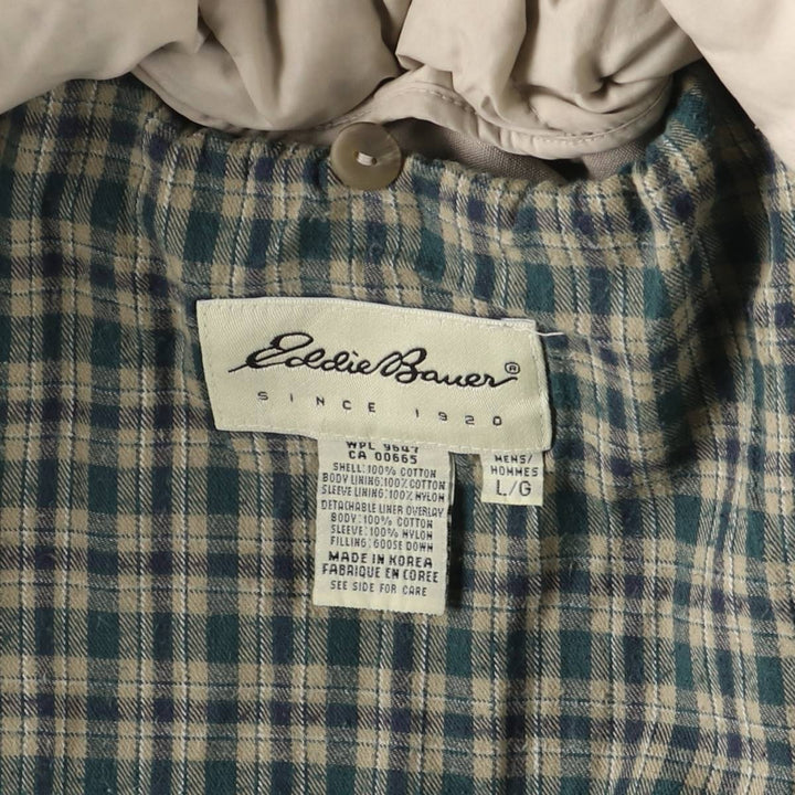 00'S Eddie Bauer goose down jacket, men's size L cotton Beige type Vintage Second Hand