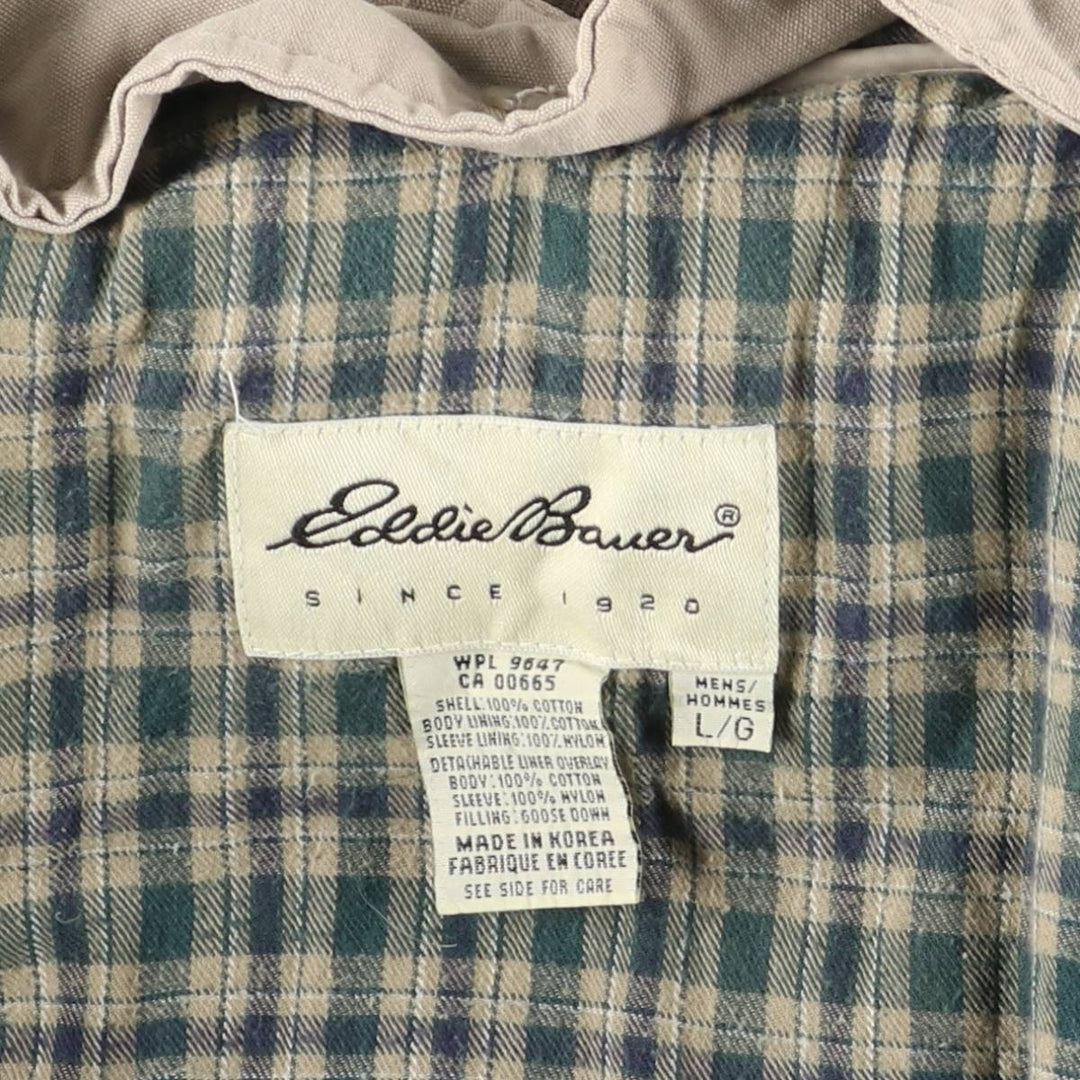 00'S Eddie Bauer goose down jacket, men's size L cotton Beige type Vintage Second Hand