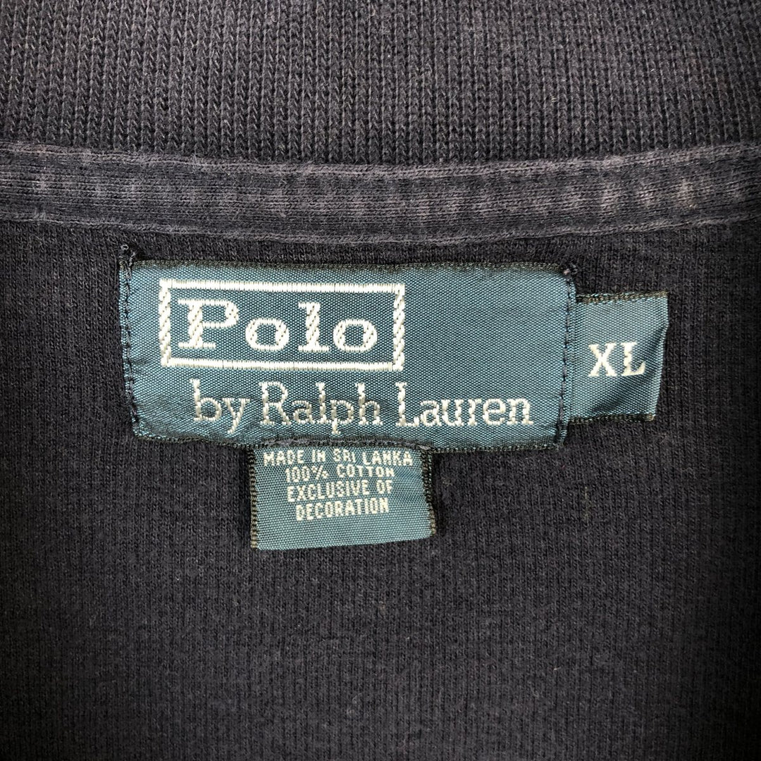 Ralph Lauren POLO by Ralph Lauren Half-Zip Sweatshirt, Men's XL cotton navy blue type Vintage Second Hand