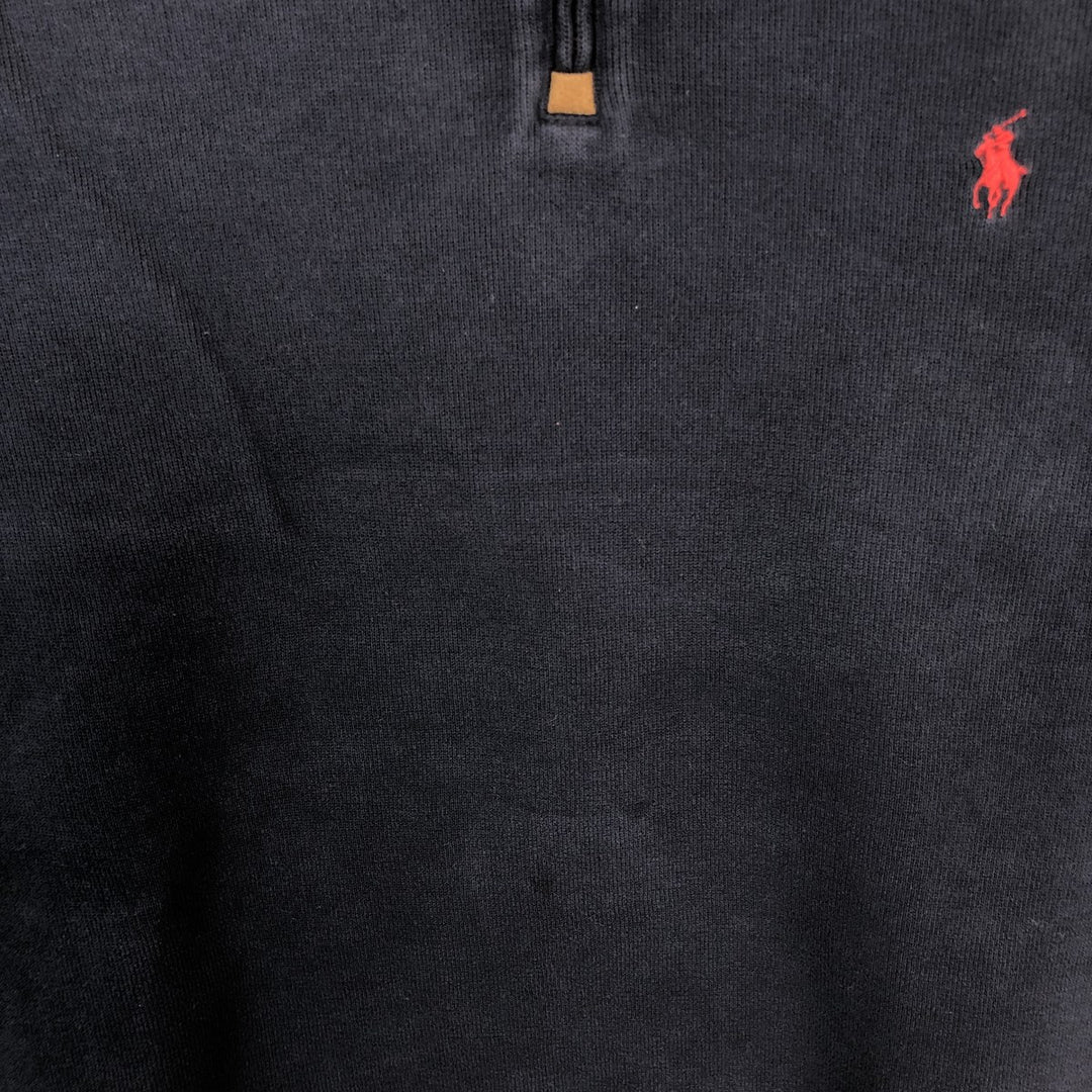 Ralph Lauren POLO by Ralph Lauren Half-Zip Sweatshirt, Men's XL cotton navy blue type Vintage Second Hand