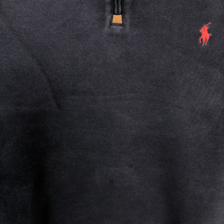 Ralph Lauren POLO by Ralph Lauren Half-Zip Sweatshirt, Men's XL cotton navy blue type Vintage Second Hand