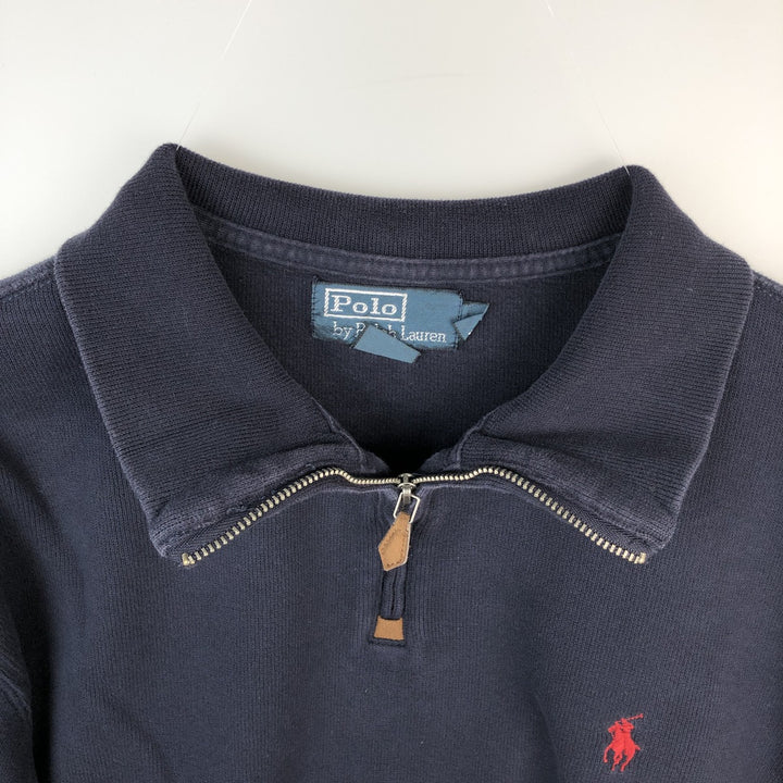 Ralph Lauren POLO by Ralph Lauren Half-Zip Sweatshirt, Men's XL cotton navy blue type Vintage Second Hand